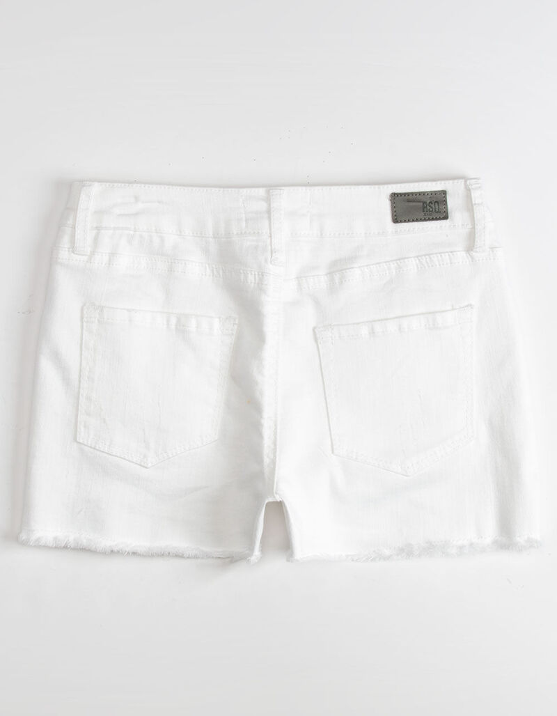 RSQ Venice Mid Rise White Girls Ripped Denim Shorts - WHITE - 342848150