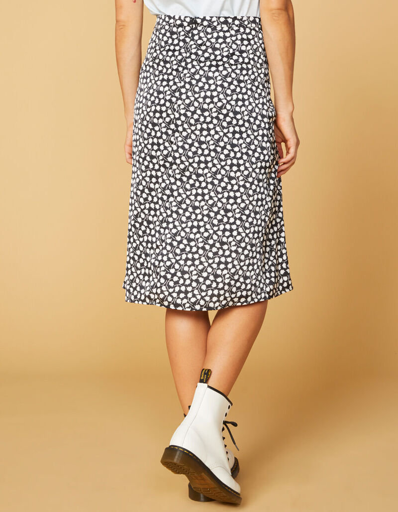 WEST OF MELROSE Leaf Me Alone A-Line Midi Skirt - BLKWH - 361550125