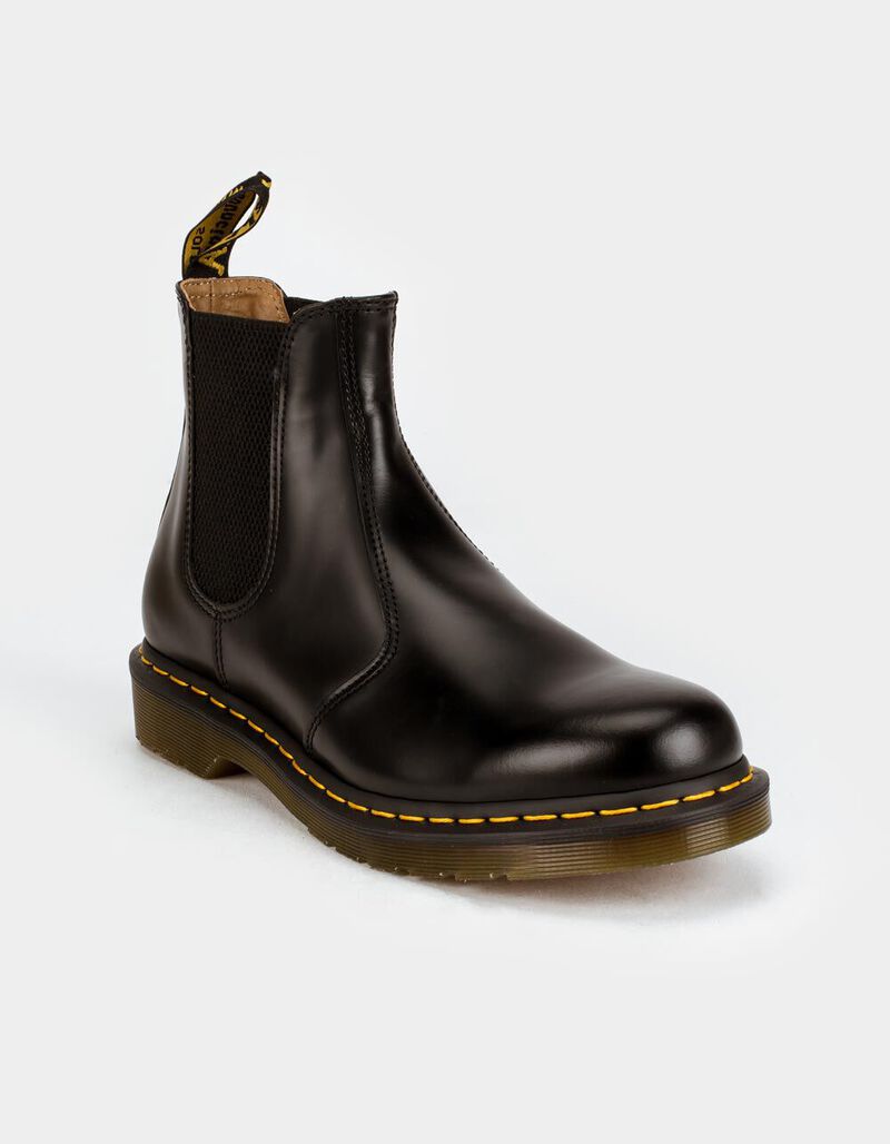 DR MARTENS 2976 Yellow Stitch Smooth Leather Mens Chelsea Boots - BLACK ...