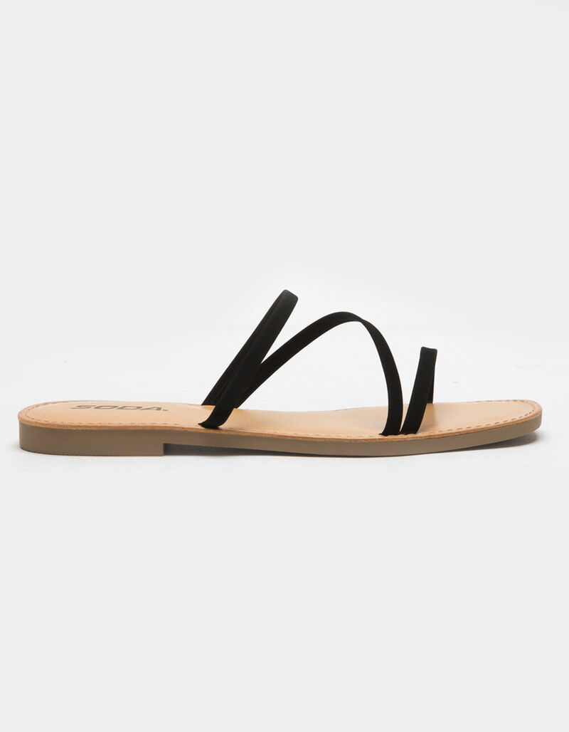SODA Strappy Womens Black Slide Sandals - BLACK - 396950100