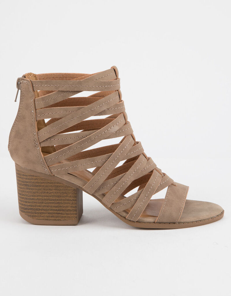 QUPID Core Taupe Womens Heeled Sandals - TAUPE - 337670413