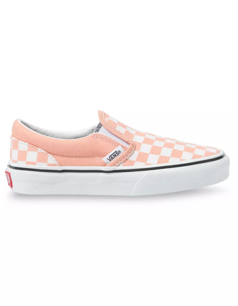 VANS Checkerboard Classic Slip-On Girls Salmon & White Shoes - SALMO ...