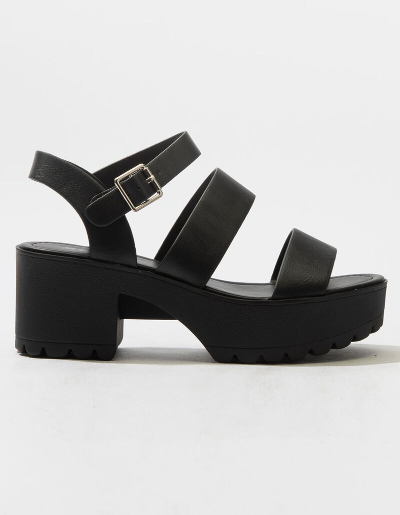 SODA Lug Sole Ankle Strap Womens Platform Sandals - BLACK - 373184100