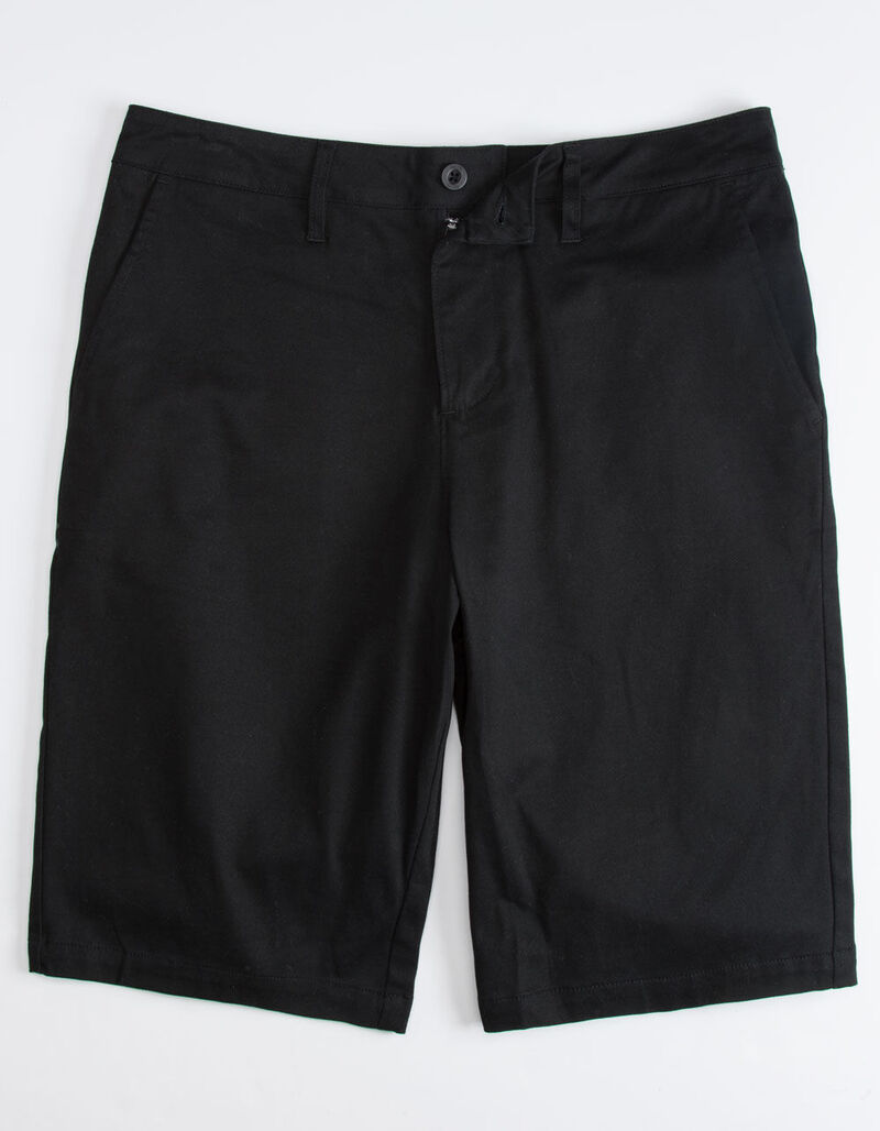 VALOR Long Black Mens Chino Shorts - BLACK - 347059100