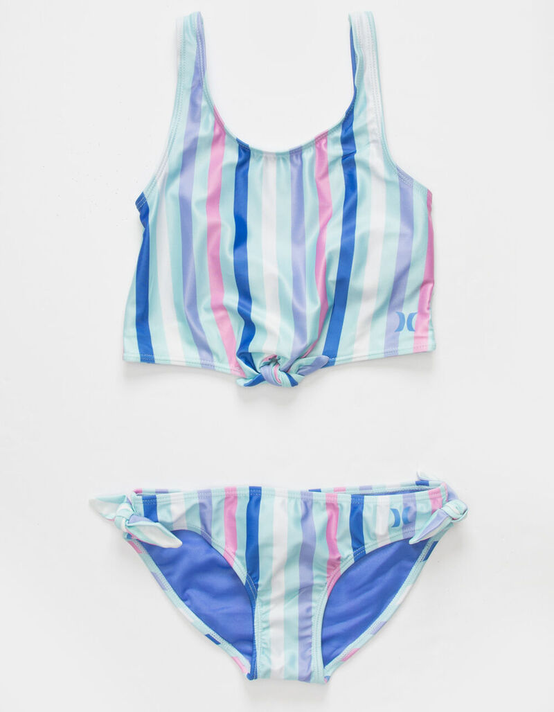 HURLEY Stripe Crop Girls Pink Combo Bikini Set - MULTI - 398775957