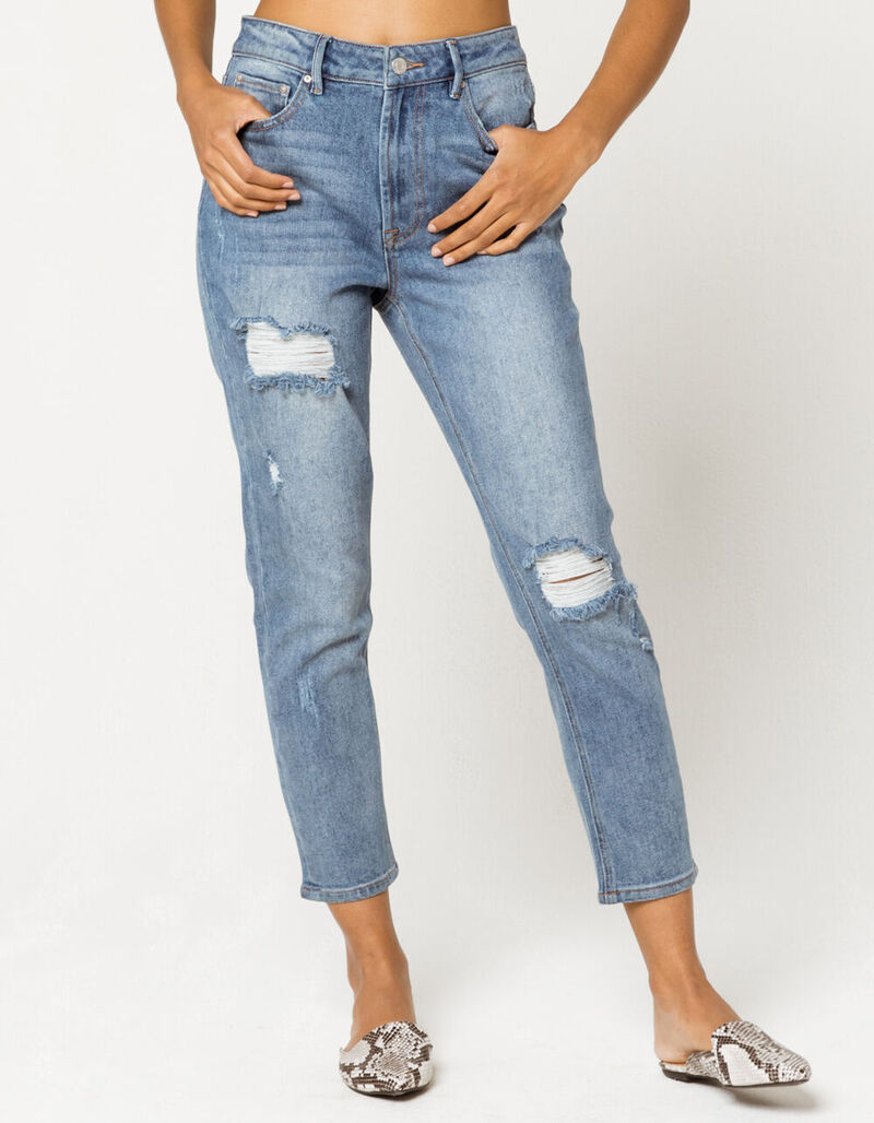 SKY AND SPARROW Ripped Womens Mom Jeans - MEBLS - 354571824