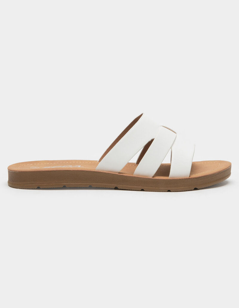 SODA Woven Womens White Slide Sandals - WHITE - 408430150