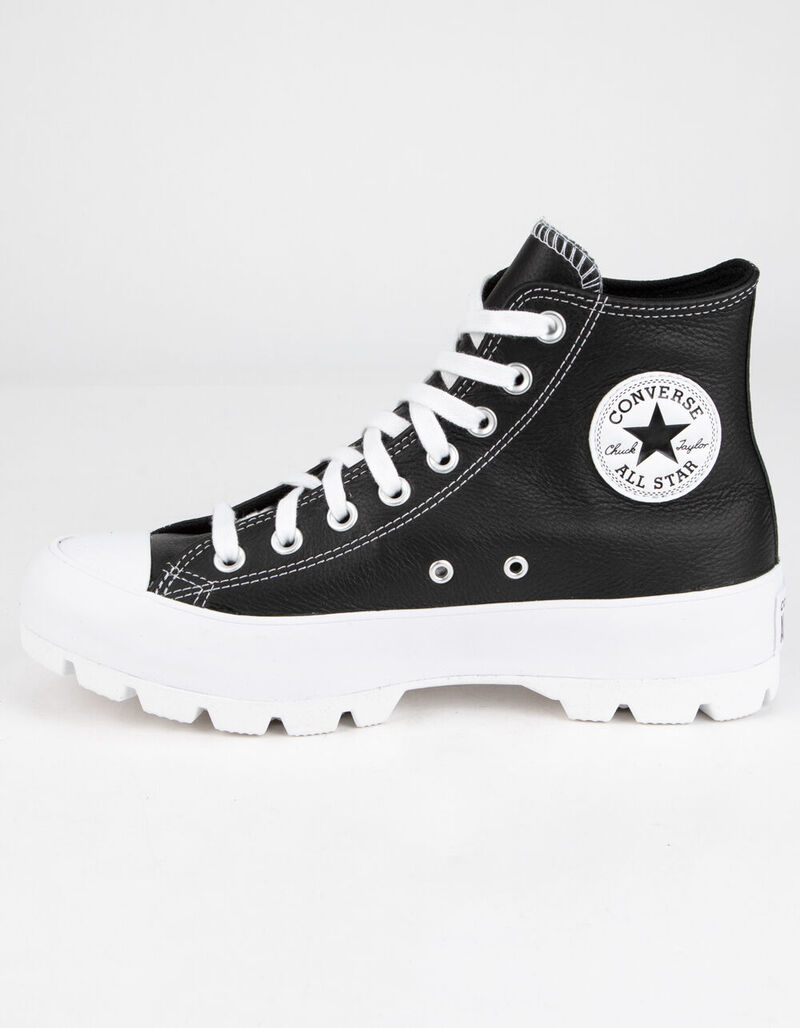 CONVERSE Lugged Leather Chuck Taylor All Star Womens High Tops - BLKWH ...