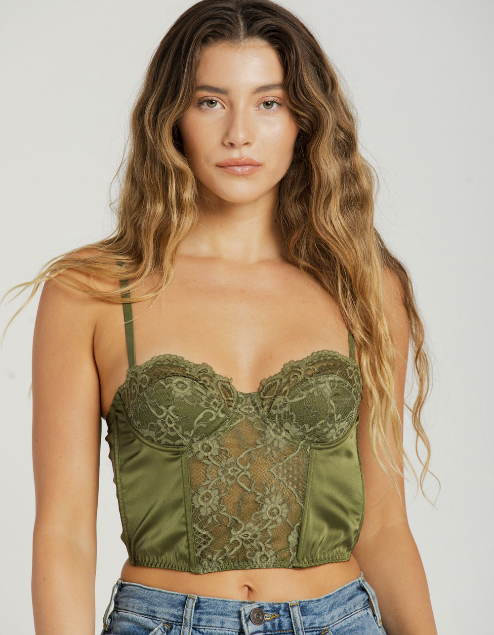Satin corset top forest green  Trendy Tops - Lush Fashion Lounge
