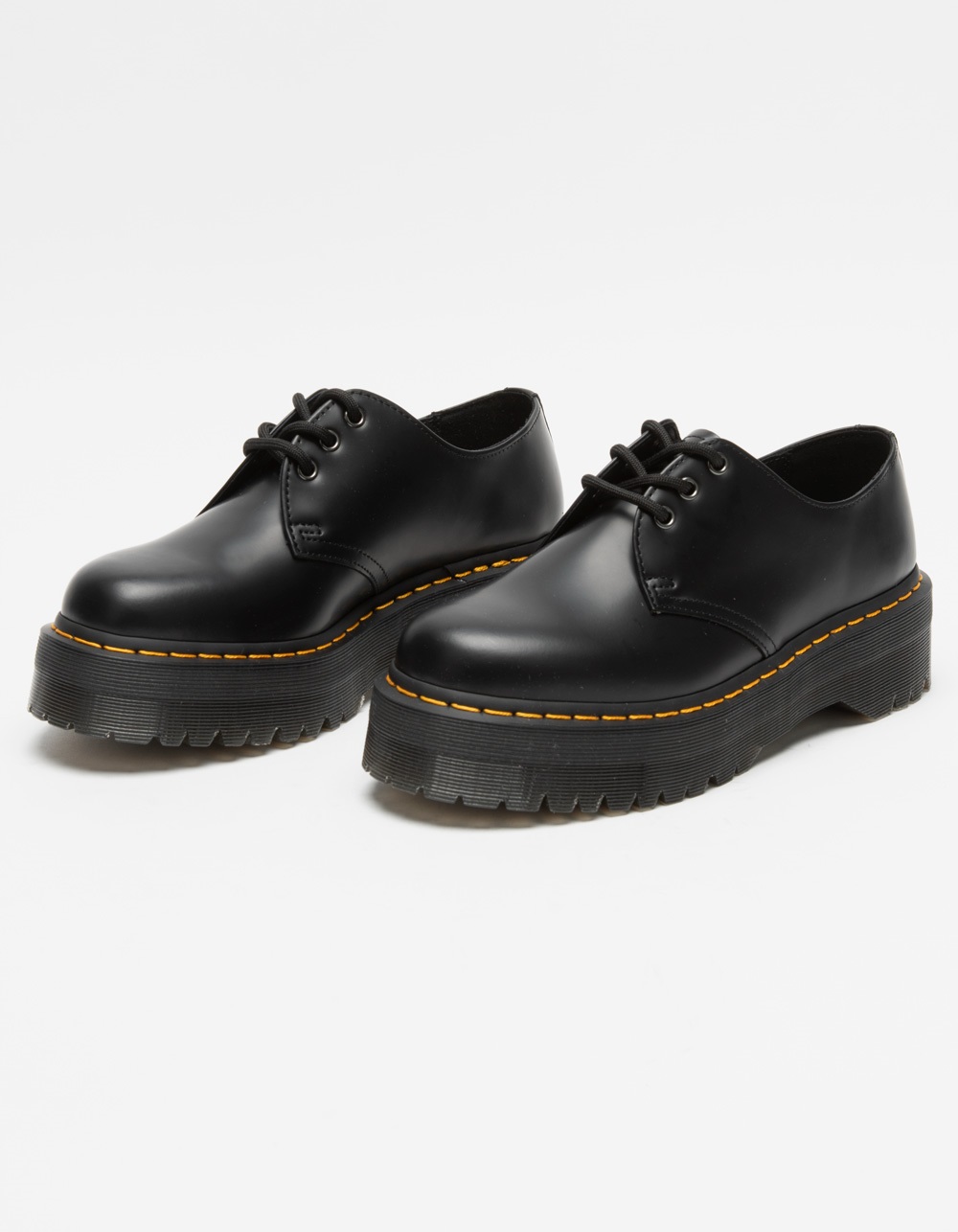 Dr. Martens 1461 Quad Smooth Leather Platform Shoes - Black - 8