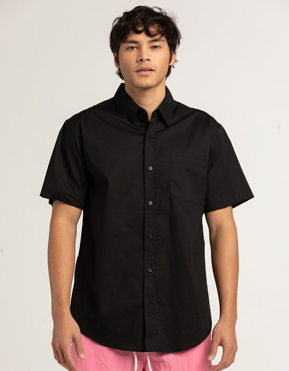 Rsq Solid Button Up Shirt - Black - Medium