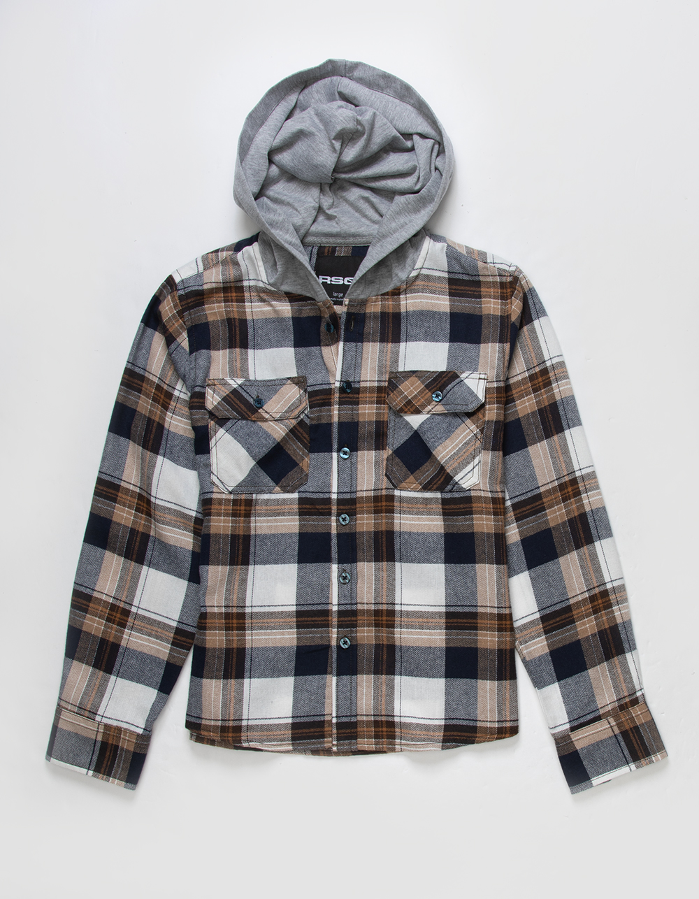 RSQ Boys Plaid Hooded Flannel - BROWN | Tillys