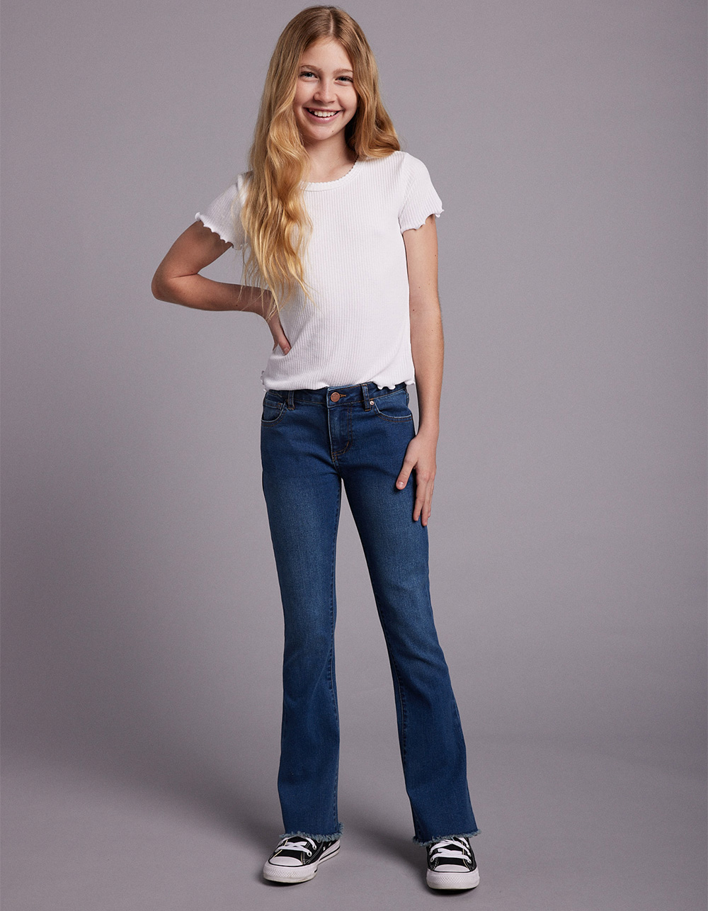 Girls Midwash Flare Jeans, Girls Jeans