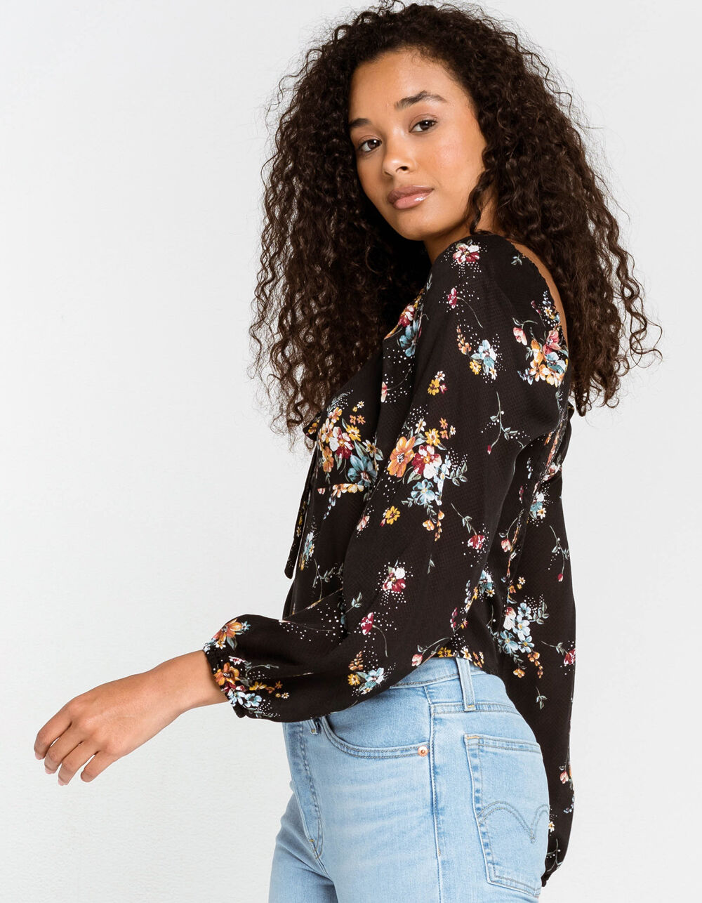 WEST OF MELROSE Growing On Me Tie Front Womens Top - BLACK COMBO | Tillys