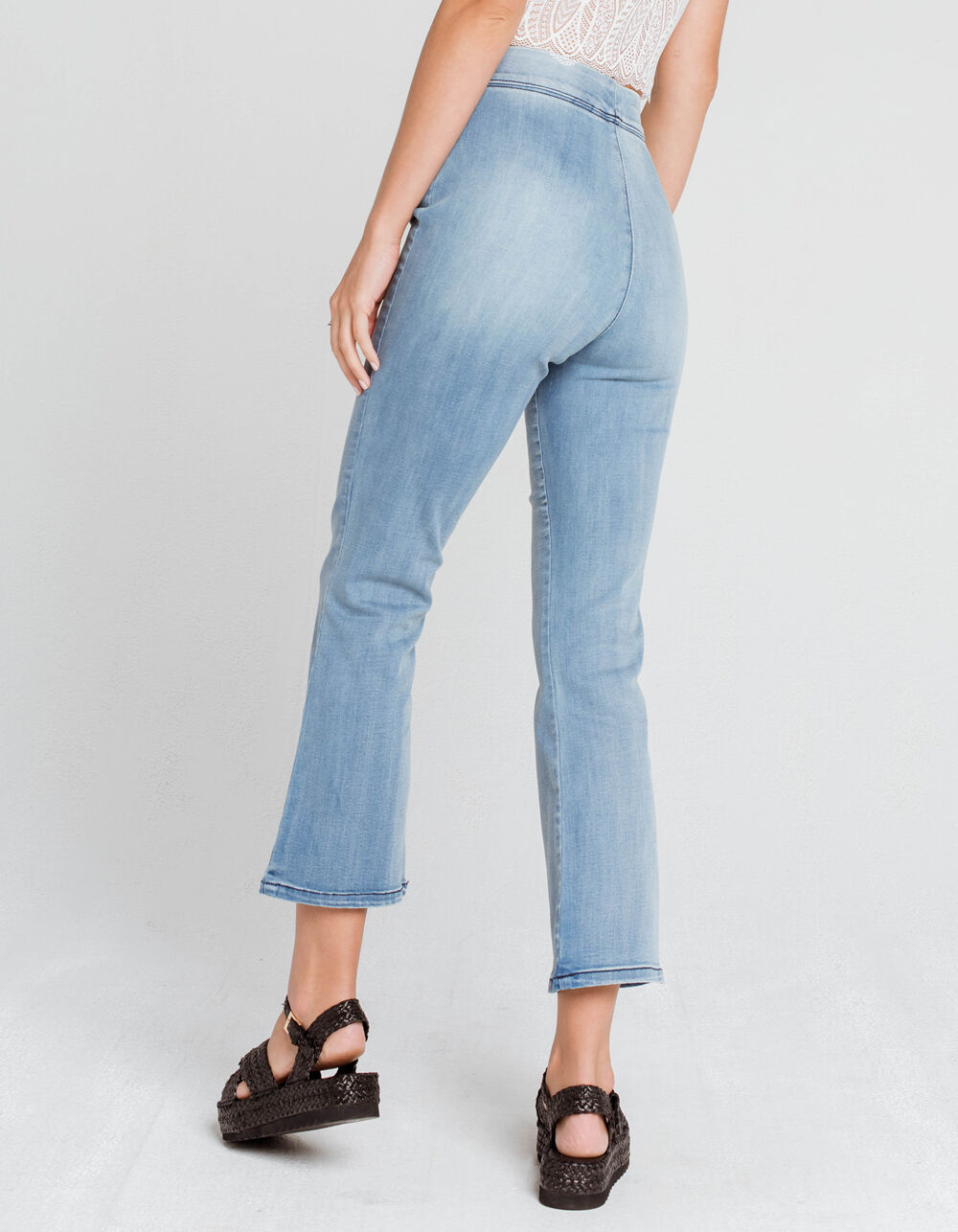 WEST OF MELROSE Flare And Square Pull On Womens Light Wash Jeans ...