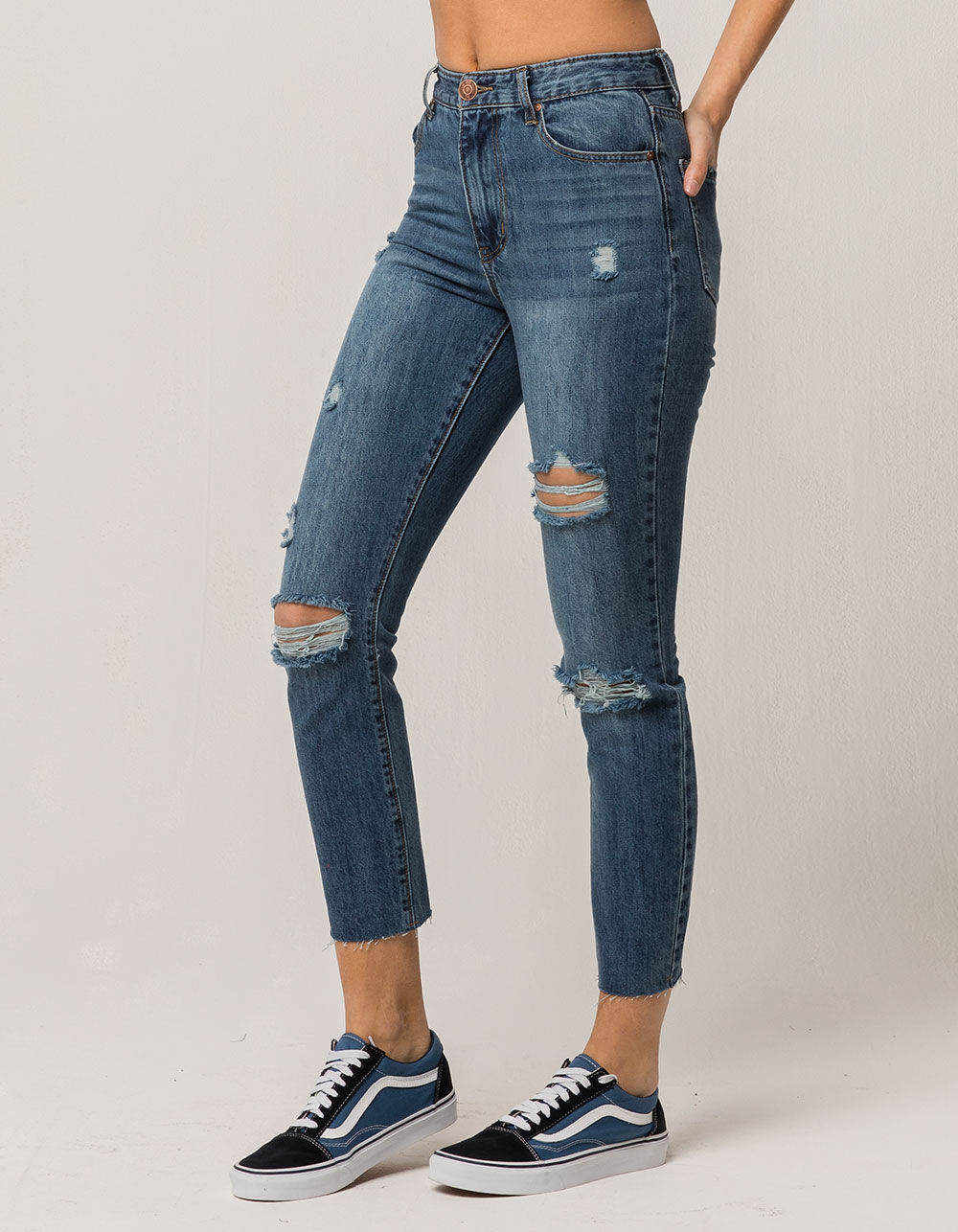 RSQ Ripped Womens Mom Jeans - MEDIUM WASH | Tillys