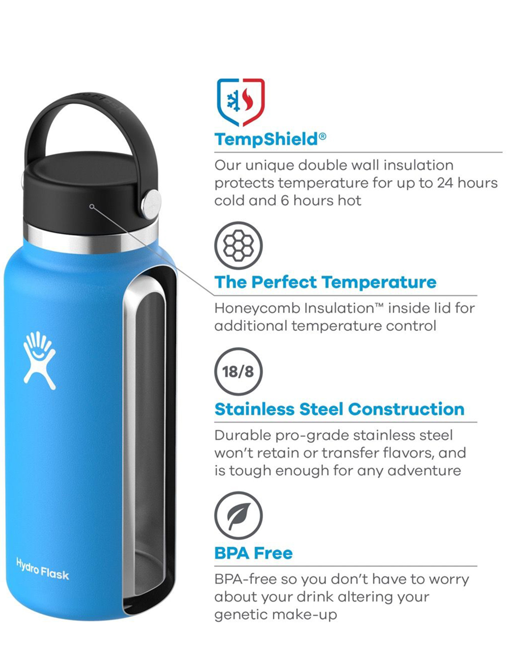 Wide Mouth Sport Thermos, 25 oz/40 oz Double Wall Stainless Steel Water  Bottle