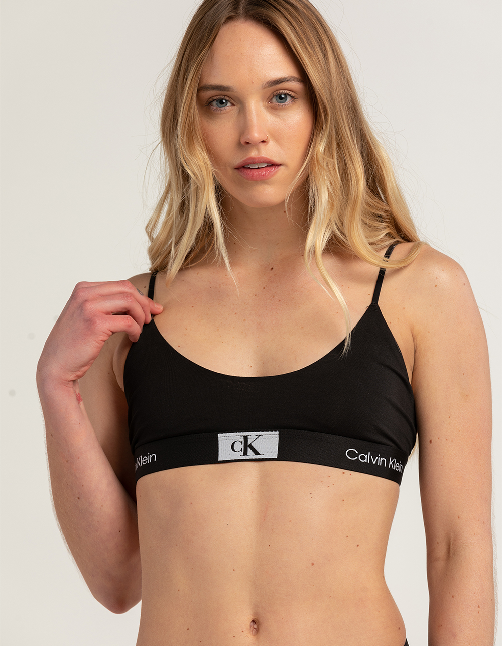Calvin Klein CK 96 Unlined Bralette In Black And Logo Print for Women