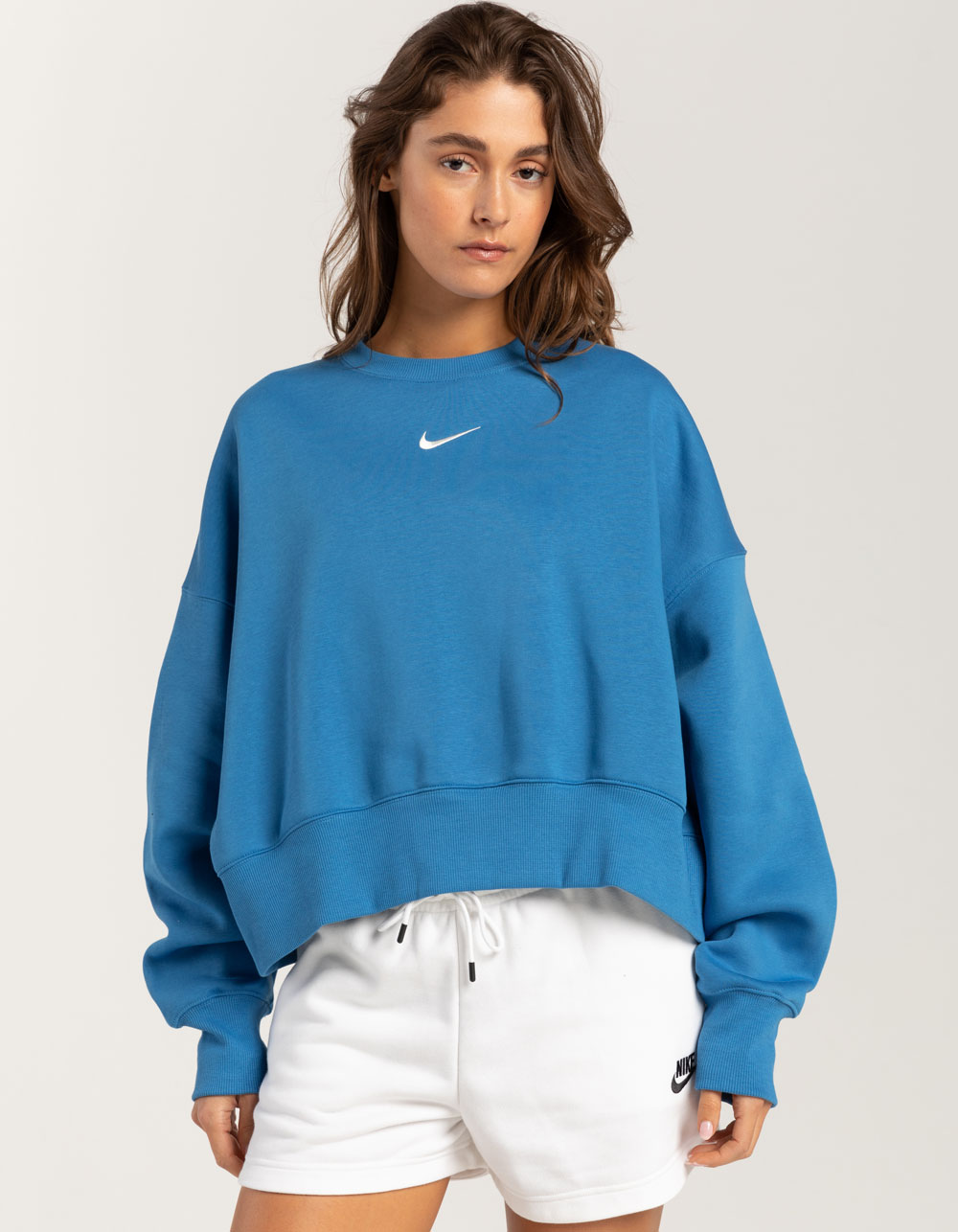 NIKE Sportswear Womens Oversized Crop Crewneck Sweatshirt - MEDIUM BLUE