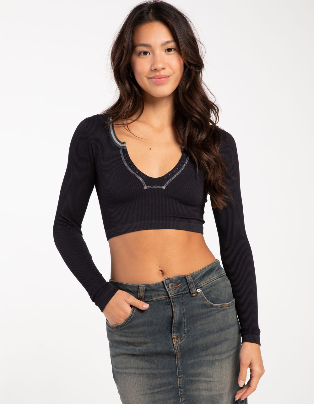 BDG Urban Outfitters Seamless Going For Gold Womens Knit Top - BLACK ...