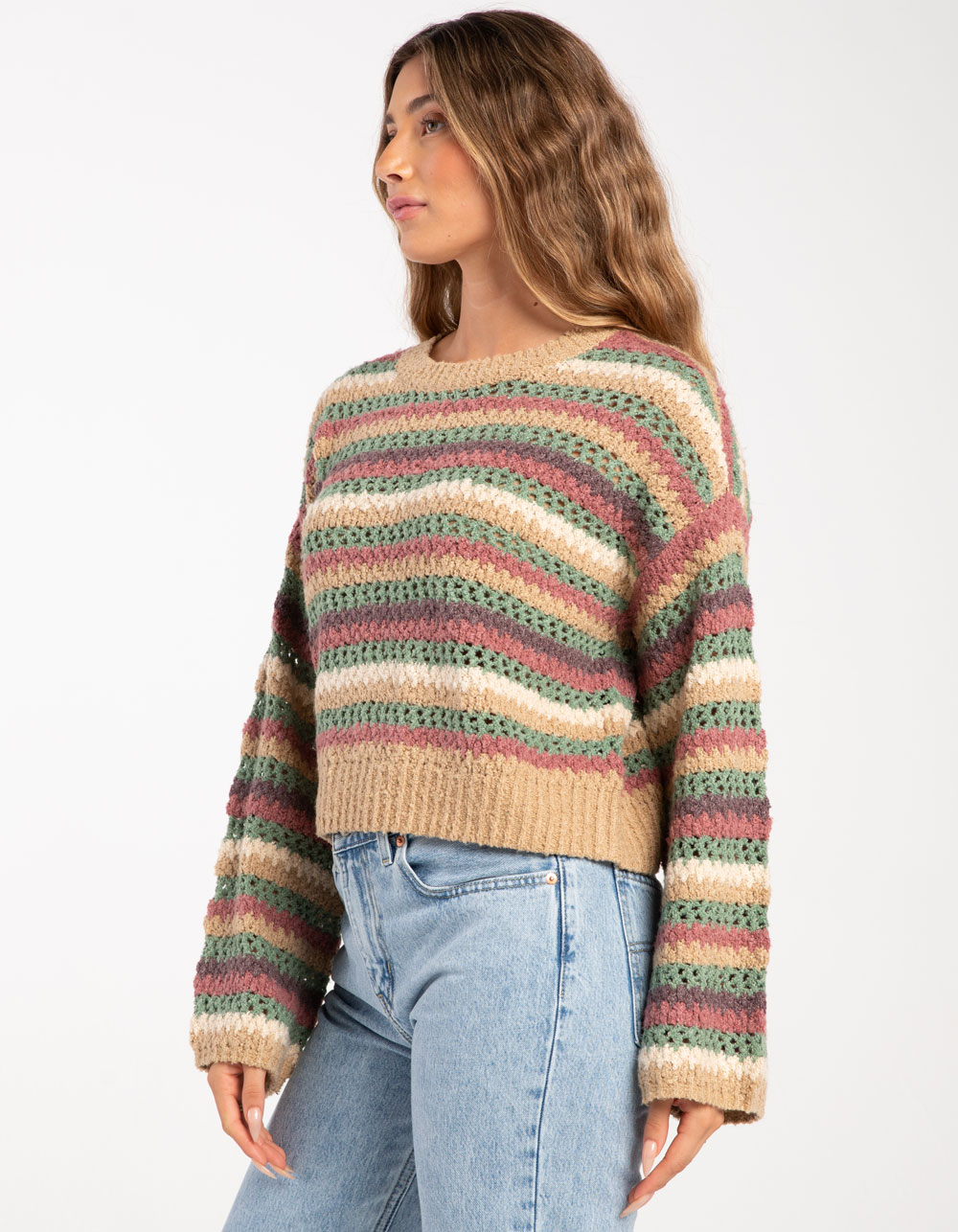 RSQ Womens Open Stitch Cozy Stripe Pullover - MULTI | Tillys