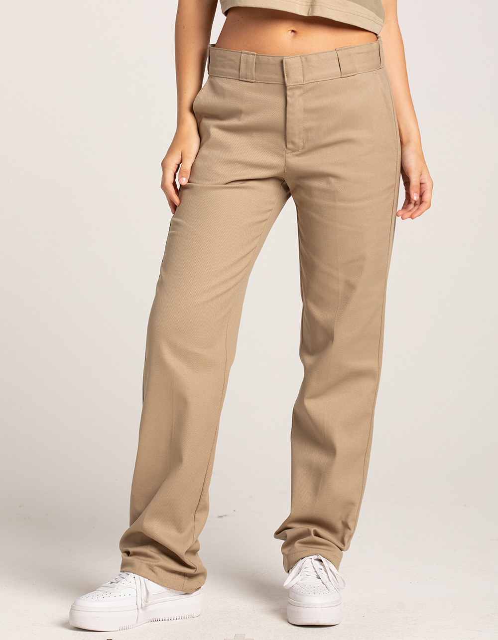 Womens Light Brown Striped a.n.a. Flat Front Khaki Pants Size 8 Tall very  good
