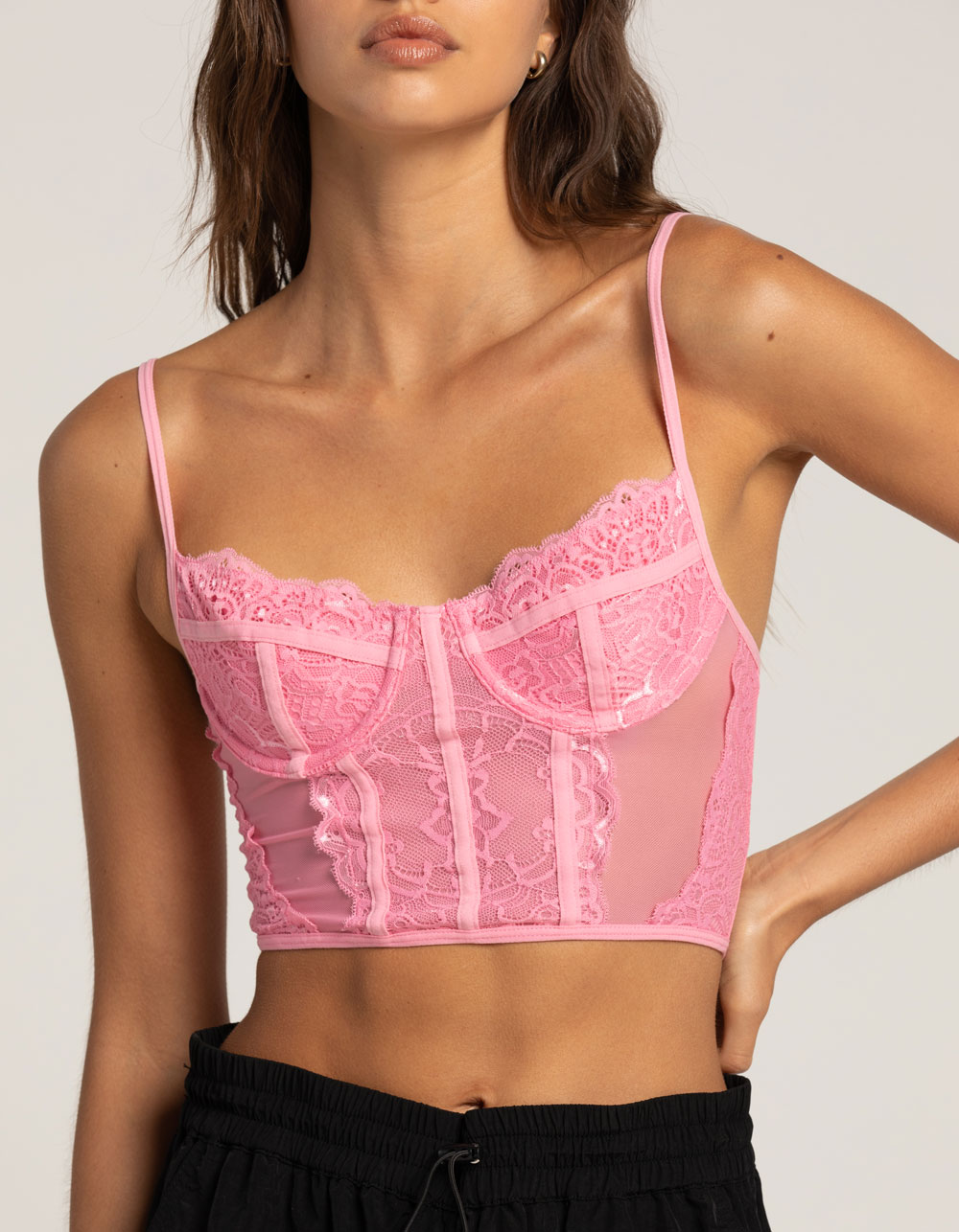 Embroidered corset top - Pink - Ladies