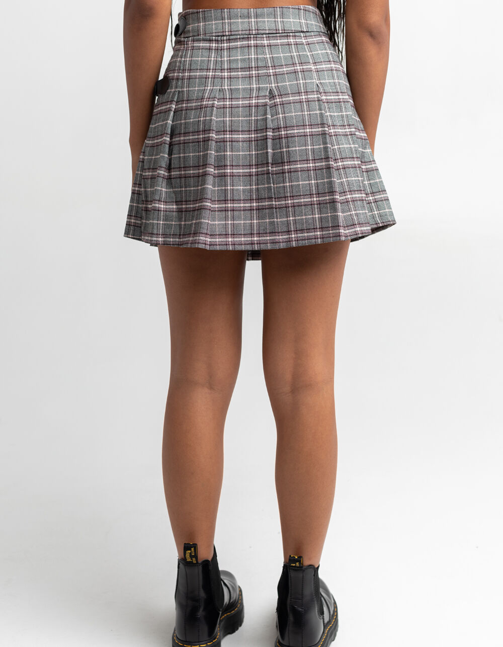 FULL TILT Plaid Pleated Skirt - GRAY COMBO | Tillys