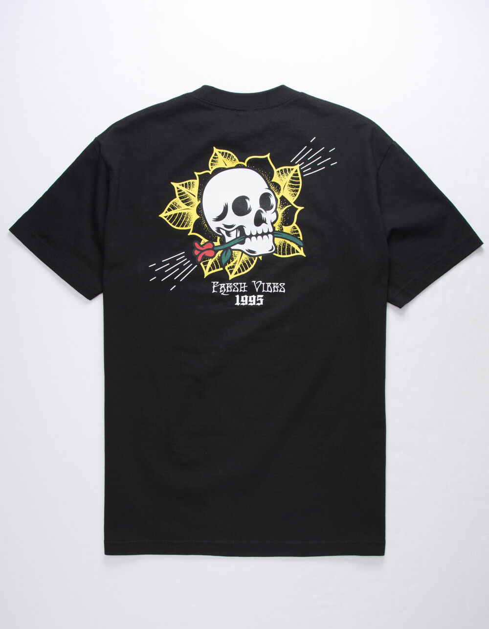 FRESH VIBES Skull Flower Mens T-Shirt - BLACK | Tillys