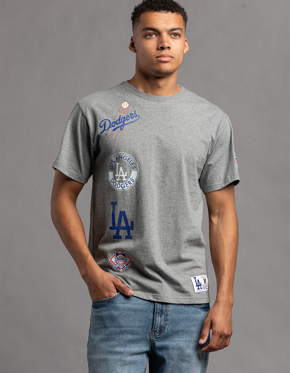 Mitchell & Ness Men's Los Angeles Dodgers Big Time T-Shirt in Gray - Size XL