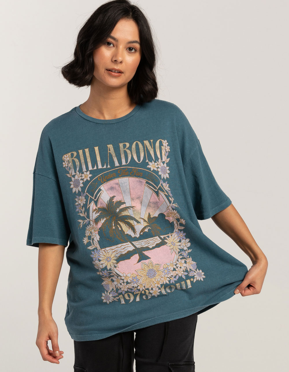 BILLABONG Under The Sun Womens Oversized Tee - SLATE BLUE