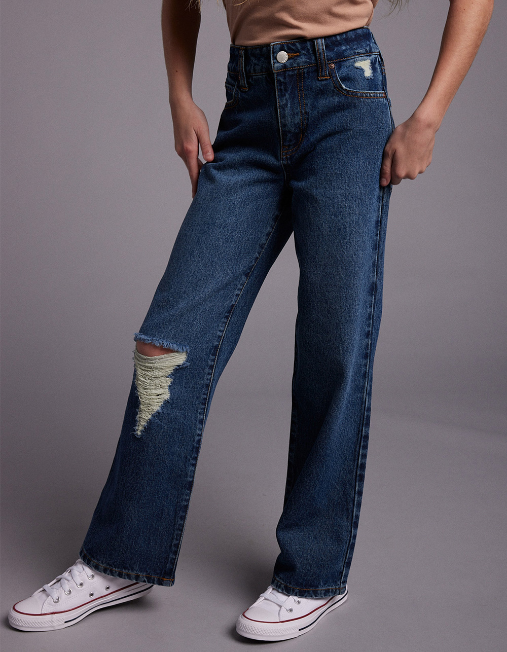 RSQ Girls High Rise Wide Leg Jeans - Dark Wash | Tillys