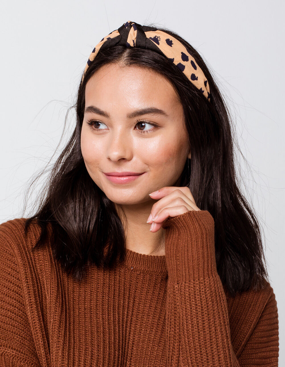 FULL TILT Cheetah Knit Headband - BLACK COMBO | Tillys