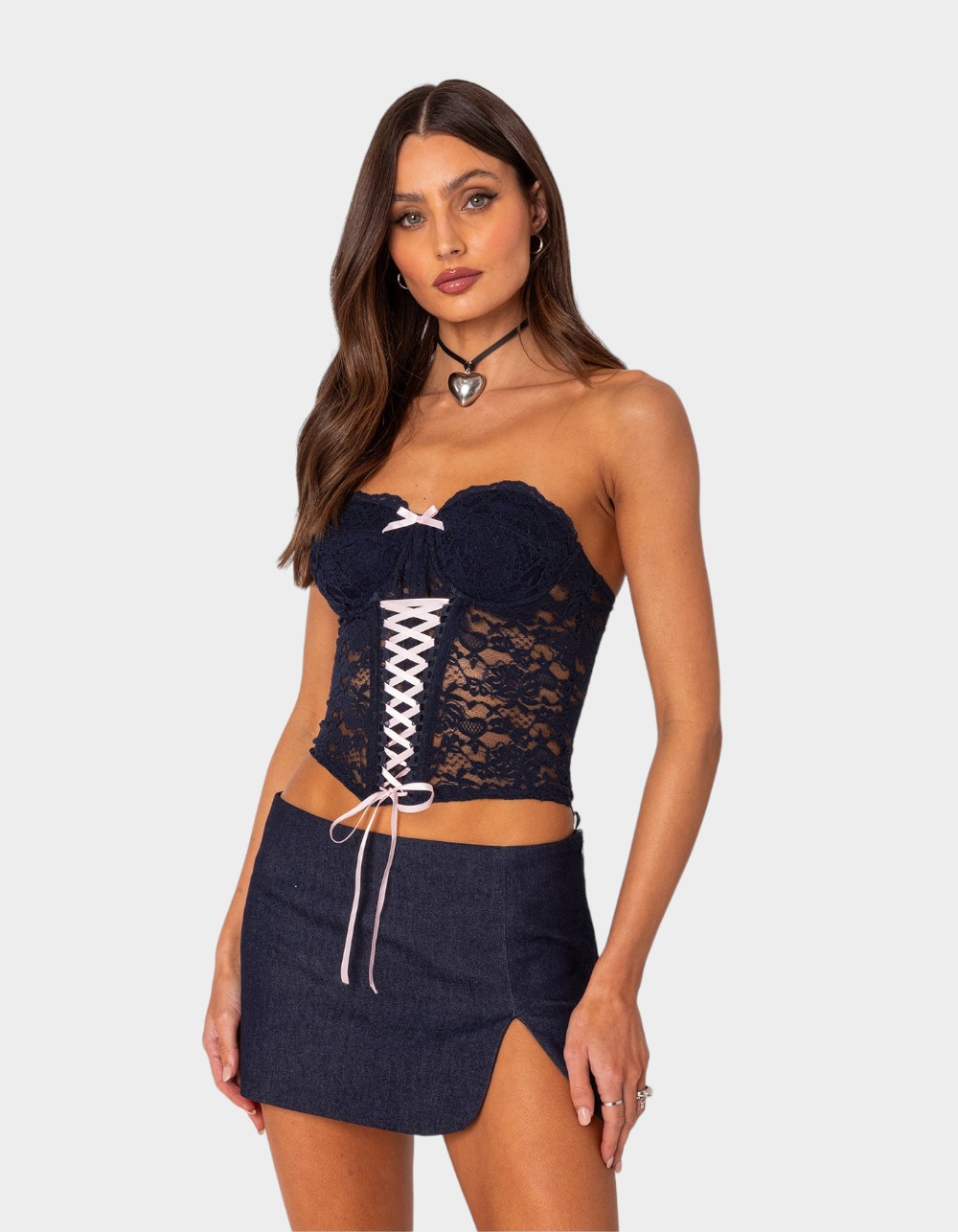 Edikted Women's Picture Perfect Printed Mesh Corset Top