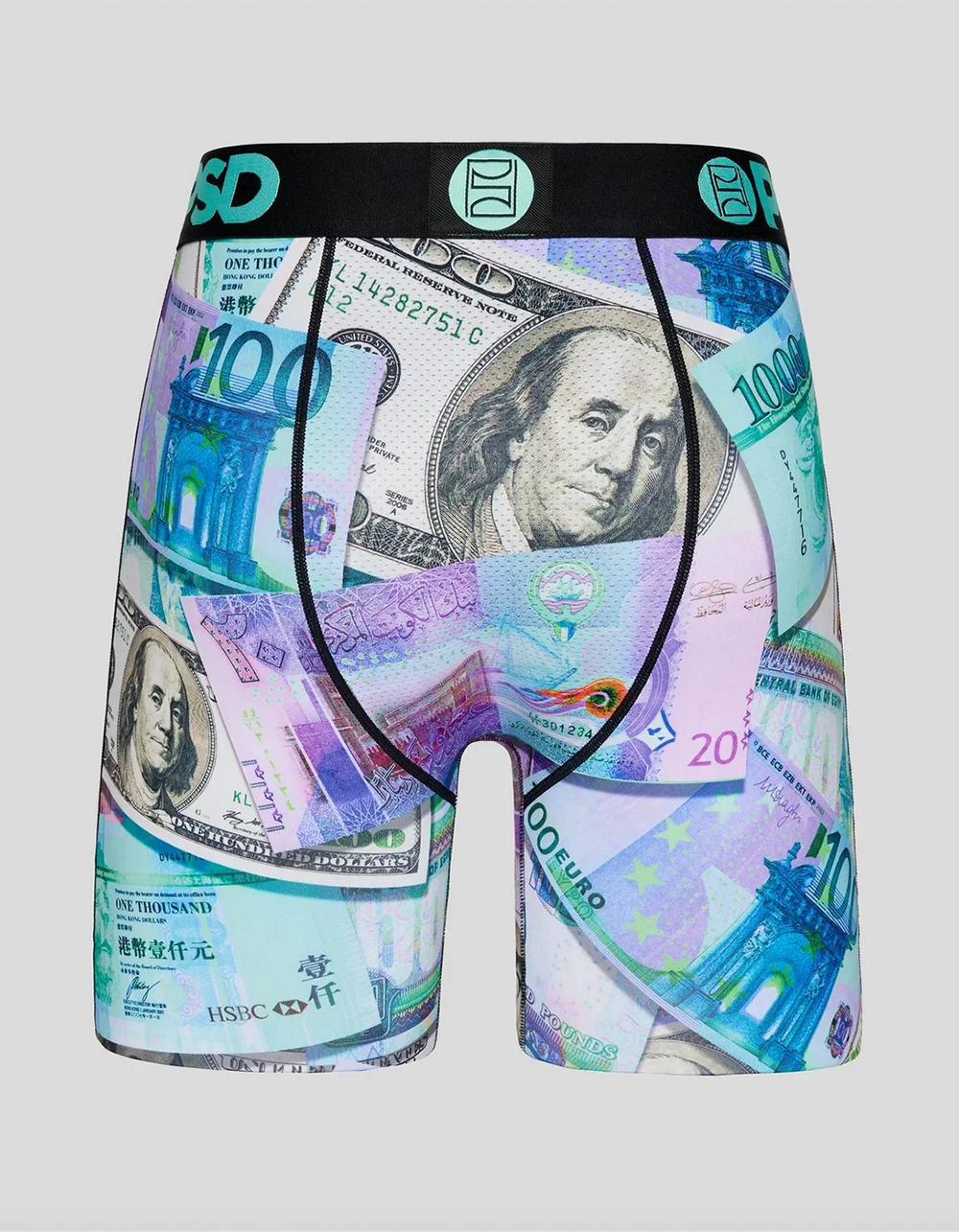 Men's Boxer Brief 100 Dollar Bill Money Underwear Mini Short Male