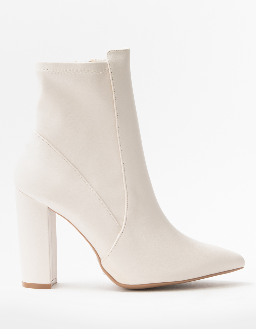 QUPID Stretch Womens Heel Booties - OFF WHITE | Tillys