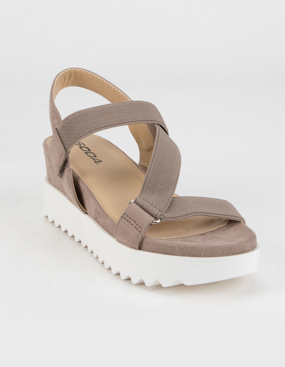 SODA Elastic Womens Taupe Flatform Wedge Sandals - TAUPE | Tillys