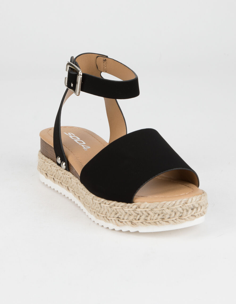 SODA Ankle Strap Girls Black Espadrille Flatform Sandals - BLACK | Tillys