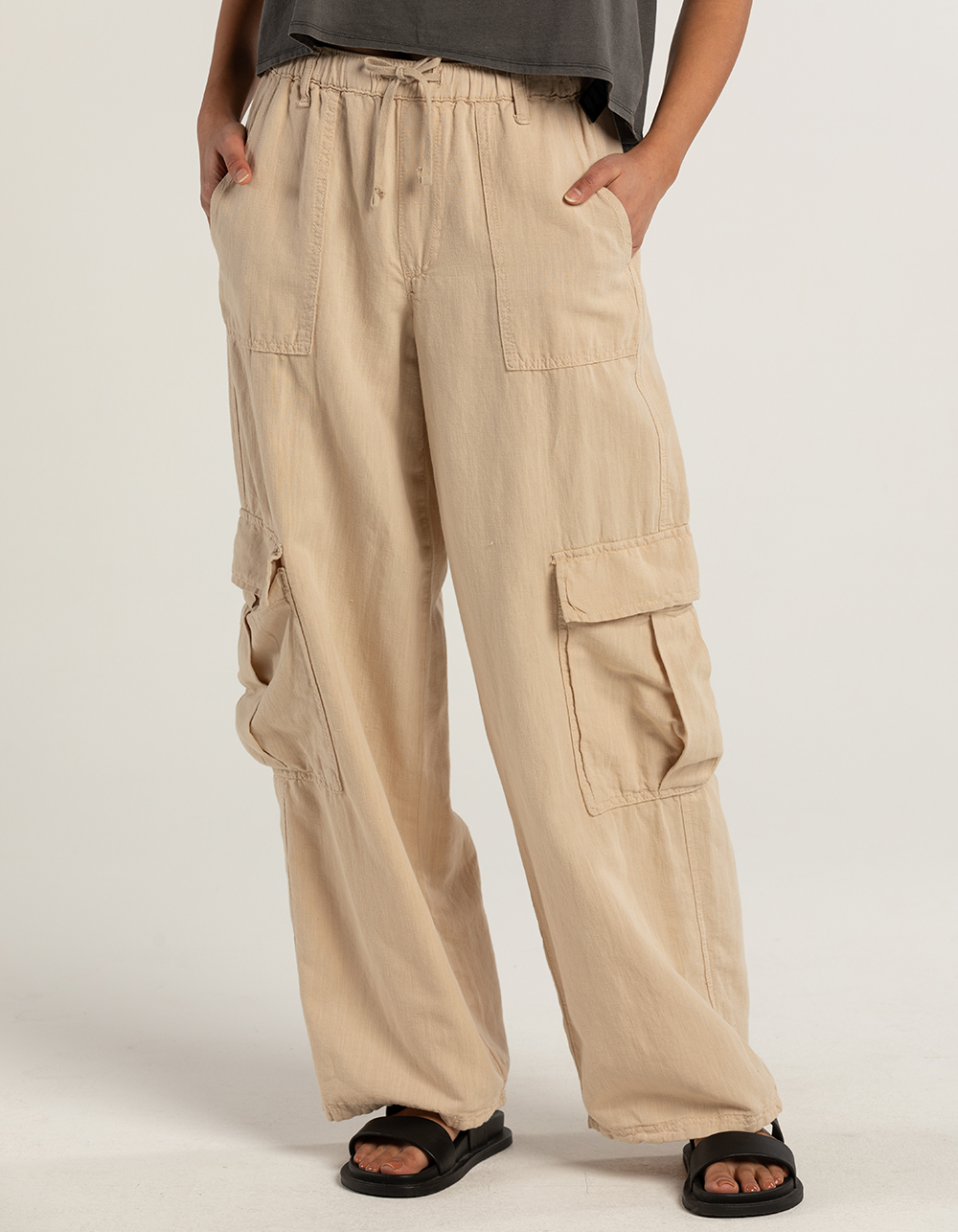 Bdg Urban Outfitters Linen Y2K Cargo Pants - Washed Black - Small