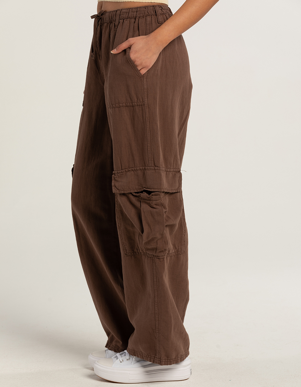 Bdg Urban Outfitters Linen Y2K Cargo Pants - Light Brown - Small