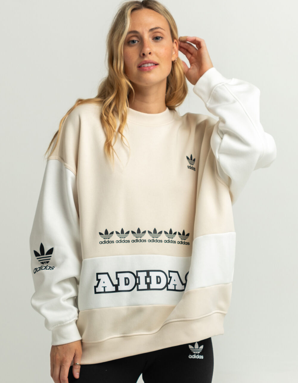ADIDAS Trefoil Logo Womens Crewneck Sweatshirt - Cream | Tillys
