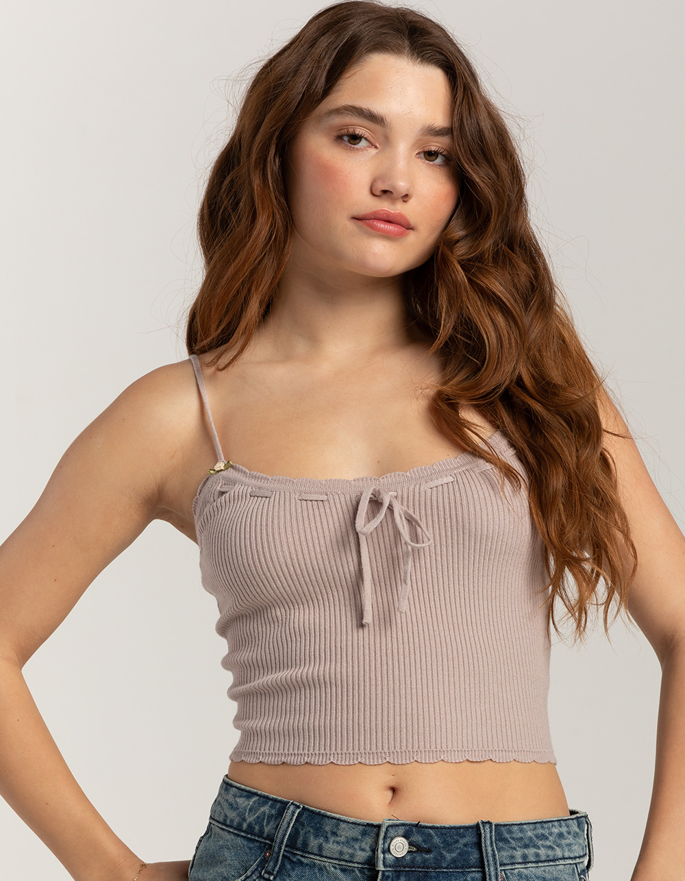 RSQ Womens Ribbon Rosette Cami - TAUPE