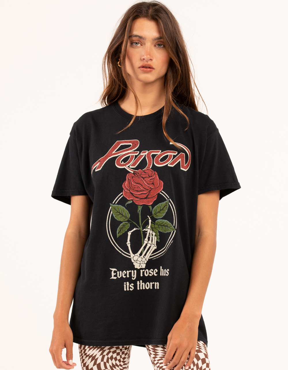 THE VINYL ICONS Poison Rose Womens Oversized Tee - BLACK | Tillys