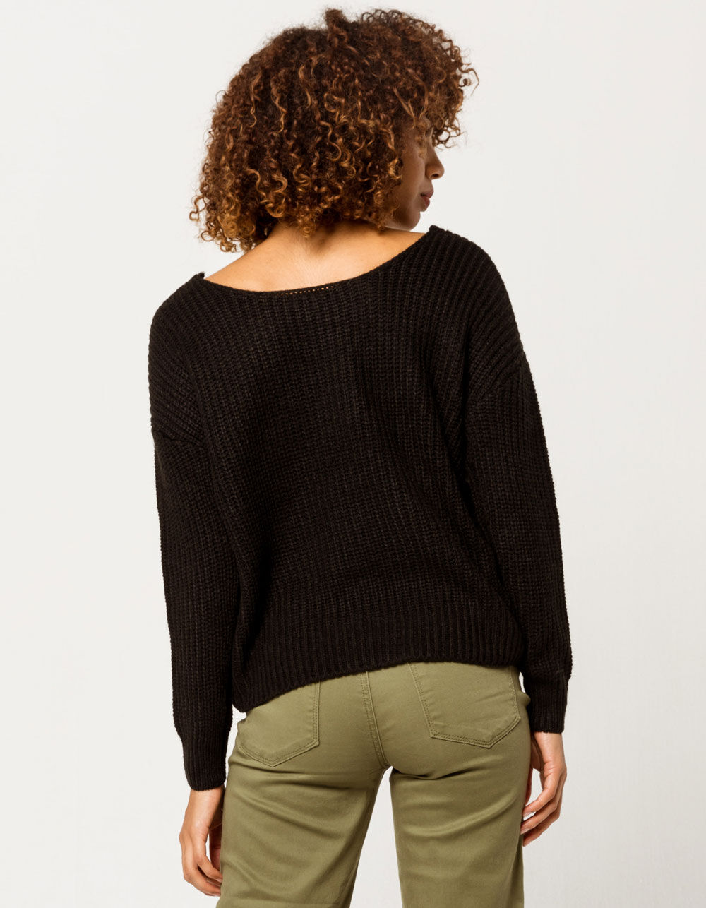 SKY AND SPARROW Twist Front Womens Pullover - BLACK | Tillys