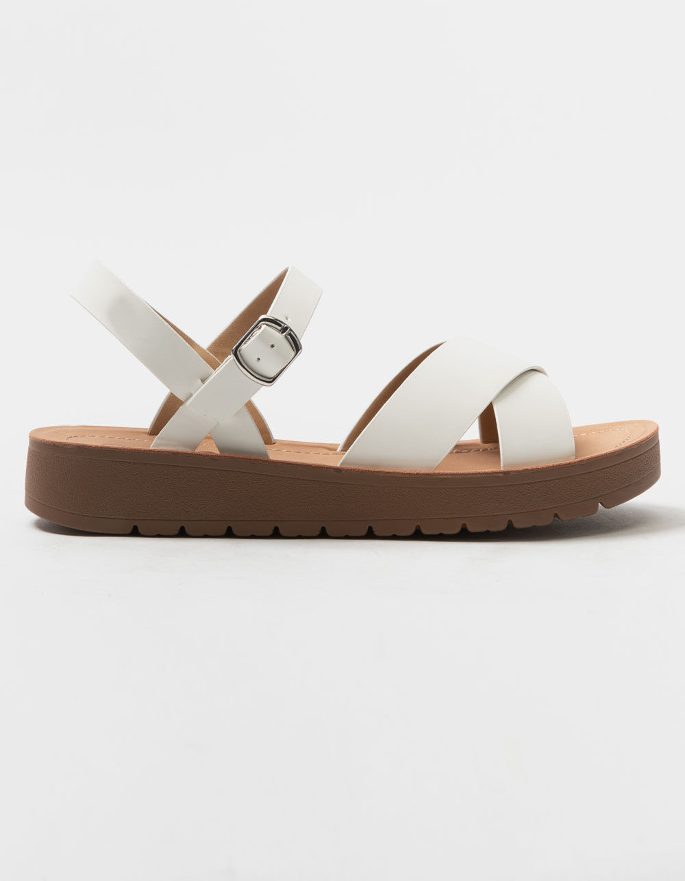SODA Ankle Strap Womens Mini Flatform Sandals - WHITE | Tillys