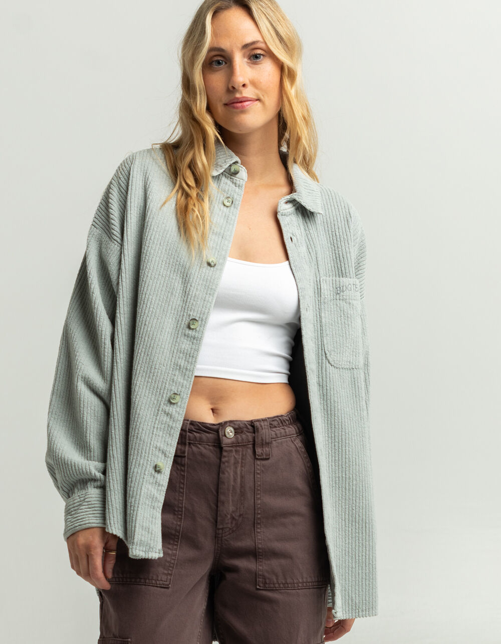 BDG Urban Outfitters Chunky Cord Womens Shacket - LIGHT BLUE | Tillys