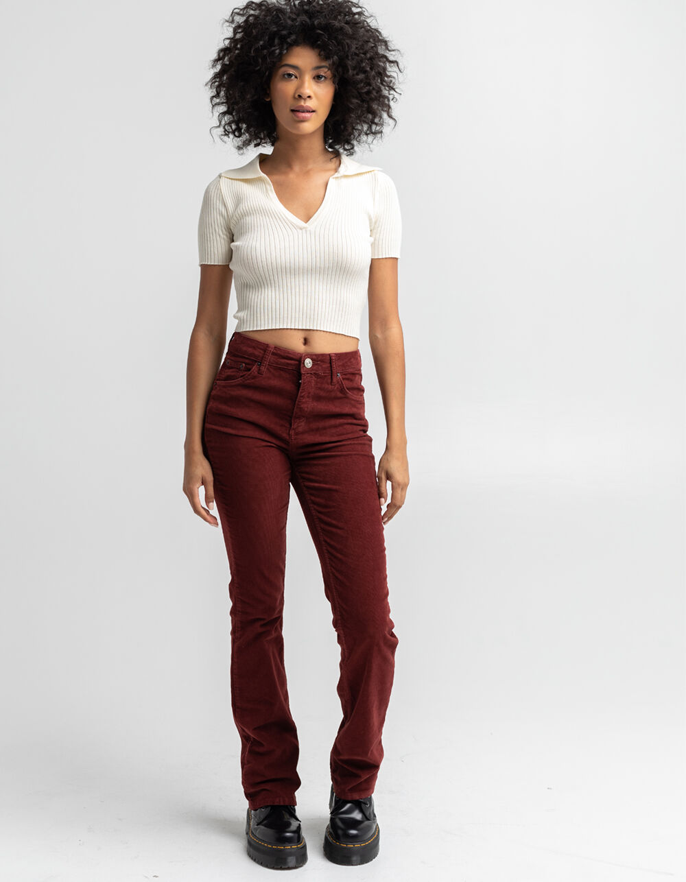 BDG Urban Outfitters Burgundy Corduroy Flare Womens Pants