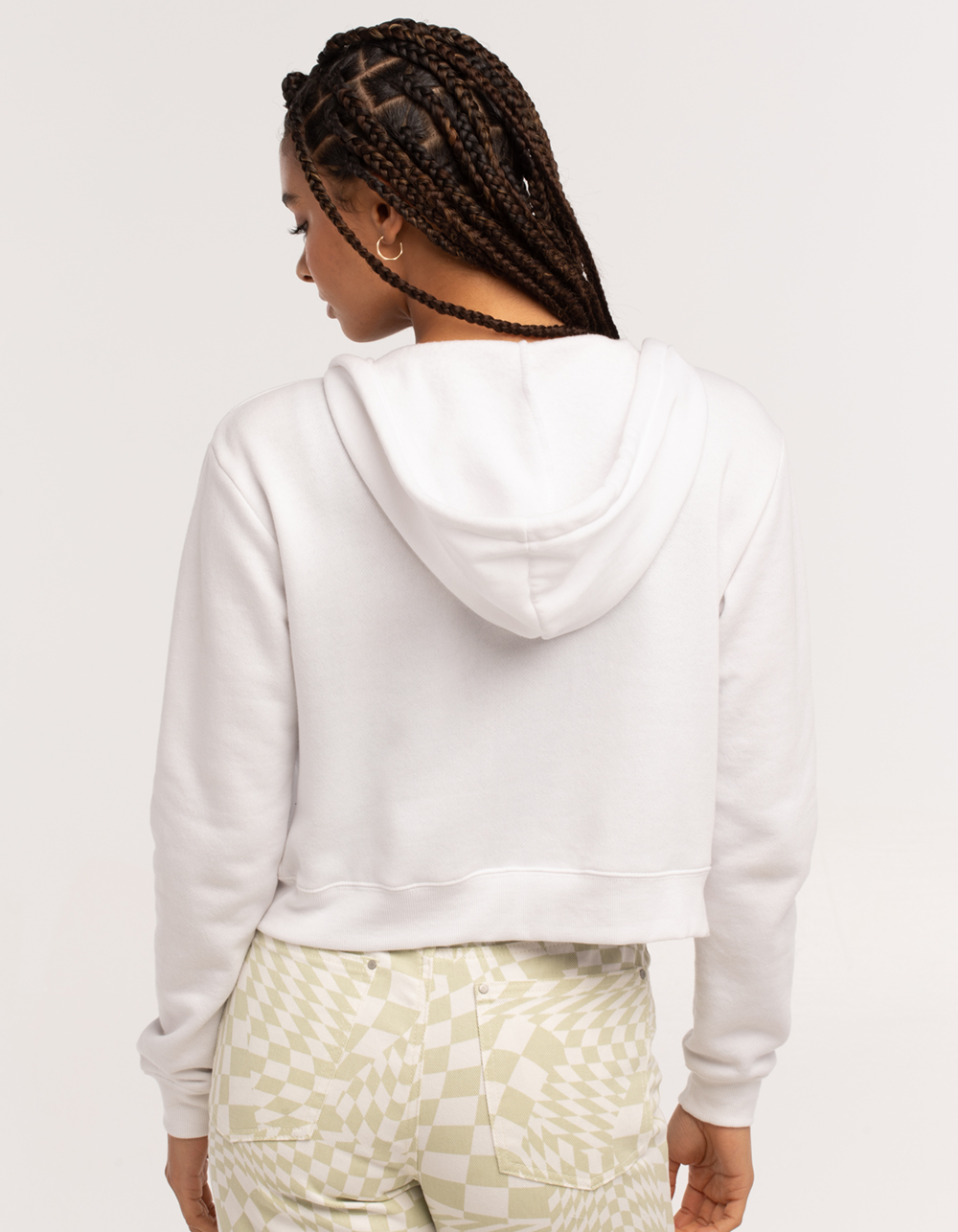 Cropped Zip Up Sweatshirt Women Womens Long Sleeve Tops White