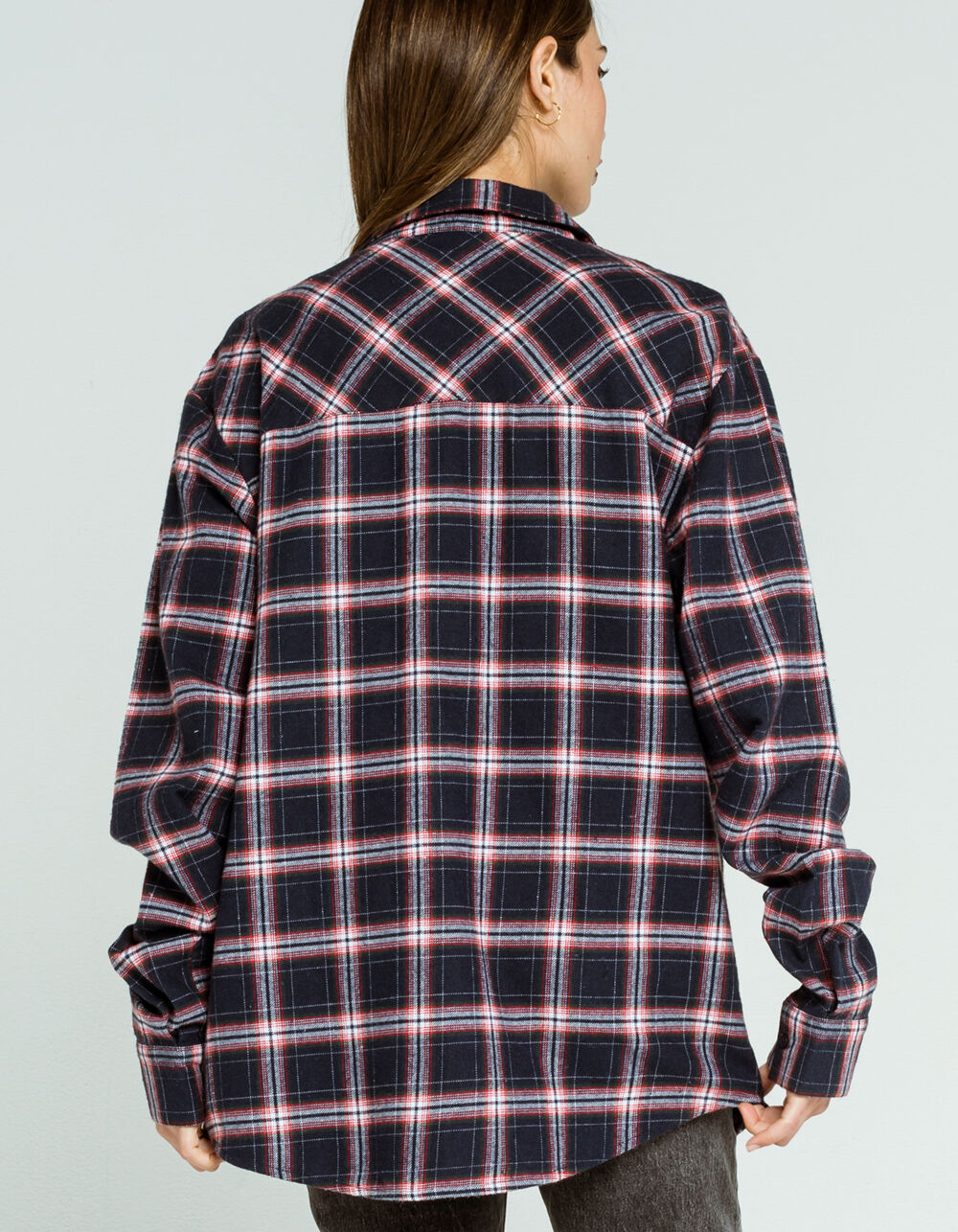 RSQ Plaid Womens Navy & Red Flannel Shirt - NAVY/RED | Tillys