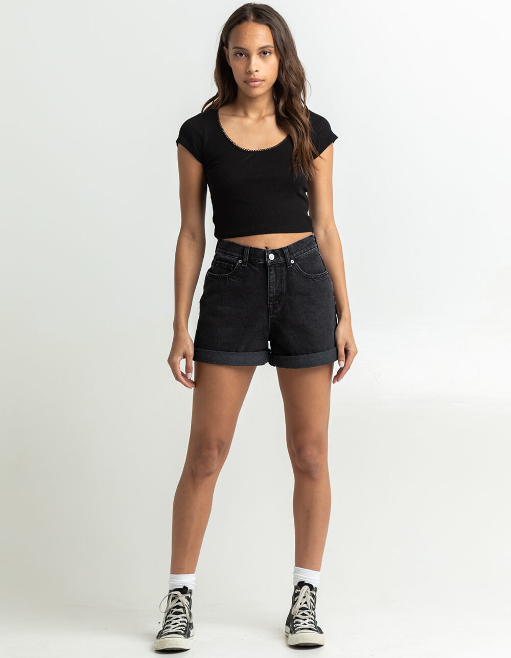 RSQ Womens Super High Rise Mom Shorts - WASHED BLACK | Tillys